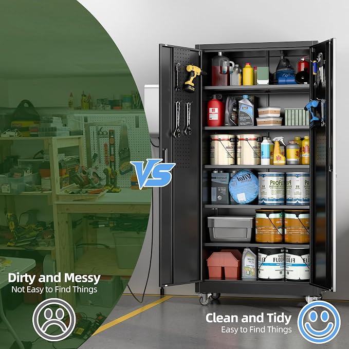 71" H×34" W×18" D Metal Garage Storage Cabinet - Image 8