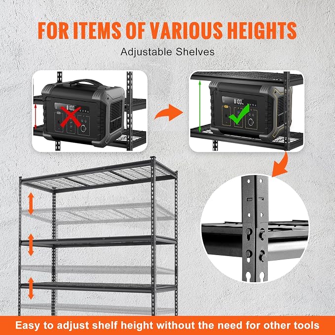 VEVOR Storage Shelving Unit 5-Tier Adjustable 2000 lbs Capacity Black | Heavy - Image 7
