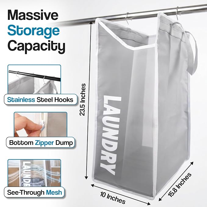 Hanging Laundry Hamper Bag for Closet – Space Saving hanging basket - Image 2