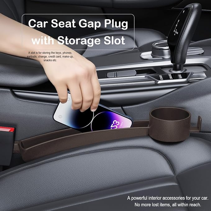 Car Seat Gap Plug with Storage Slot, Auto Gap Filler Organizer with Cup Holder - Image 4