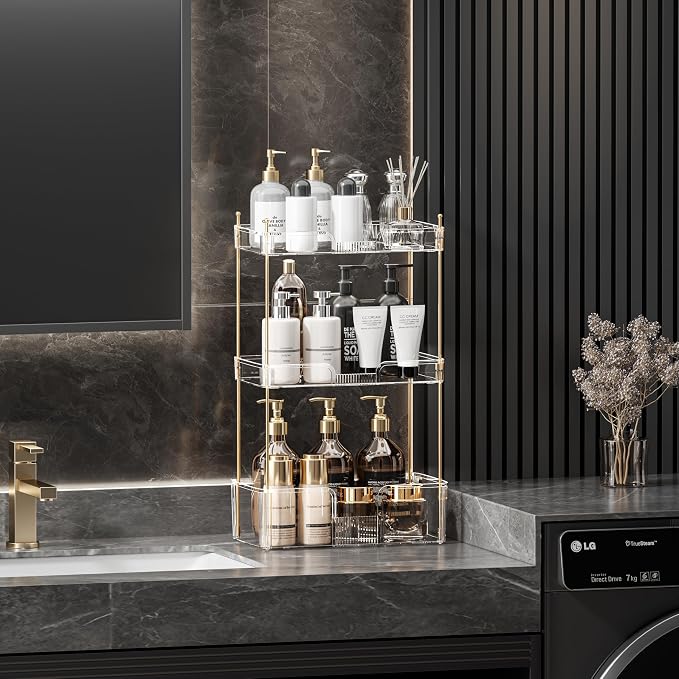 Akinbas 3 Tier Bathroom Organizer Countertop Makeup Perfume Tray Skincare - Image 2