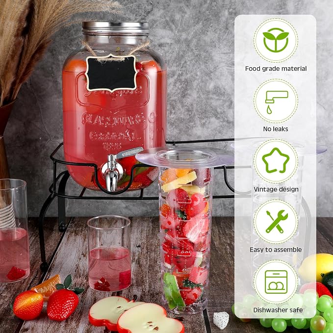 Lallisa 2 Pcs 2 Gallon Glass Drink Dispenser - Image 6