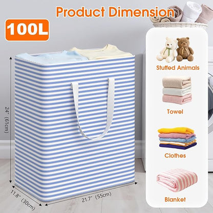 3 Pack Large Laundry Basket, Waterproof & Freestanding Laundry Hamper, - Image 2