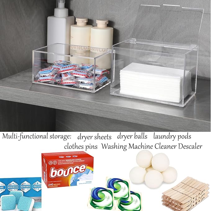 rejomiik Acrylic Dryer Sheet Holder Clear Dryer Sheet Dispenser Container Box - Image 3