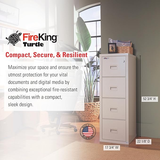 FireKing Turtle Vertical 4 Drawer Legal and Letter Fire Safe File Cabinet - Image 2