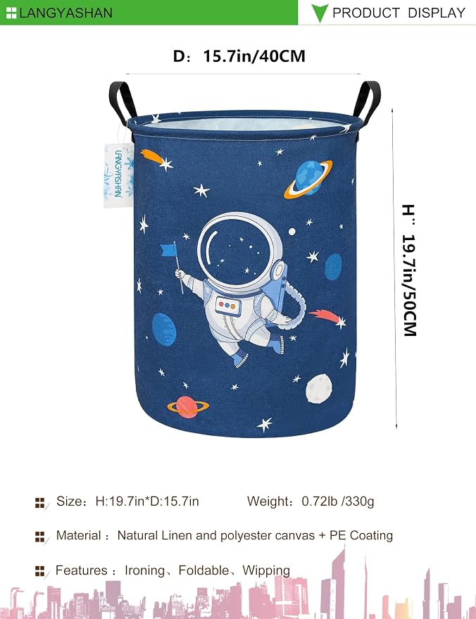 LANGYASHAN Laundry Basket Canvas Fabric Collapsible Organizer Basket - Image 3
