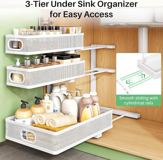 Kitstorack Under Sink Organizer, Slide out Storage Drawer Rack - Image 7