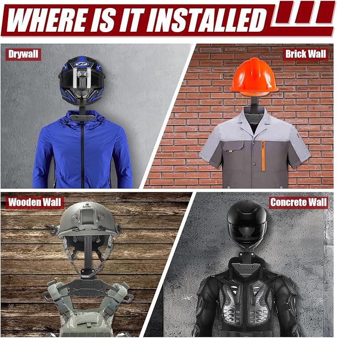 Helmet Wall Mount Motorcycle Helmet Holder Rack - Image 6