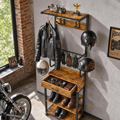 Kikihouse Freestanding Floor Mounted Helmet & Gear Storage Rack, Adjustable by Kikihouse