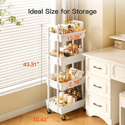 Pipishell 4 Tier Rolling Cart Organizer, Plastic Rolling Cart - Image 4