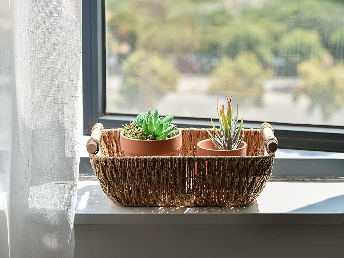 StorageWorks Hand-Woven Small Wicker Baskets, Round Paper Rope Storage Baskets - Image 6