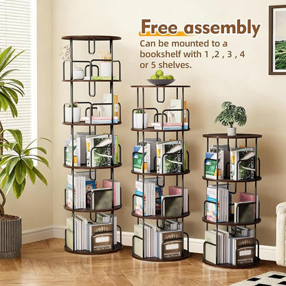 GDFStudio Rotating Bookshelf Tower, 5 Tier 360° Spinning Bookcase, Tall Narrow - Image 7
