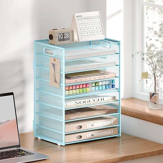 Subekyu 9 Tier Paper Letter File Tray Organizer - Image 5