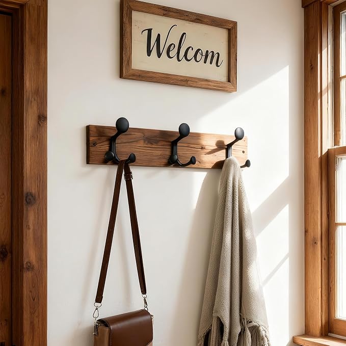 SKOLOO 17-Inch Wood Coat Rack Wall Mount - Image 3