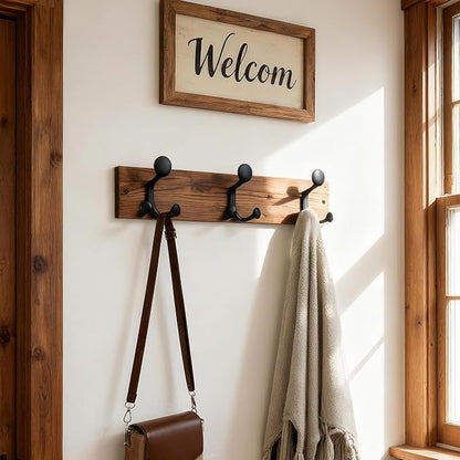 SKOLOO 17-Inch Wood Coat Rack Wall Mount - Image 3