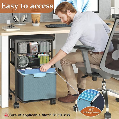 Sbanmao Rolling File Cart with 3 Drawers, File Cabinet with DIY Divider - Image 4