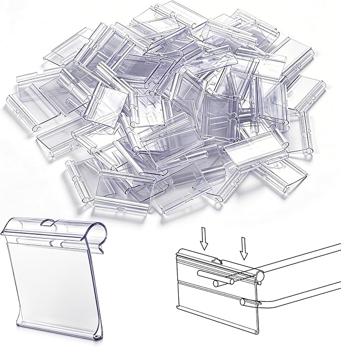 200 Pcs 2" x 1.25" Hook Scanner Plates Shelf Label Holders, Reusable Flip-open by Mifoci