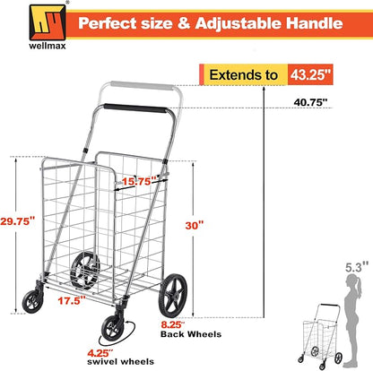Wellmax Folding Grocery Cart - Image 3