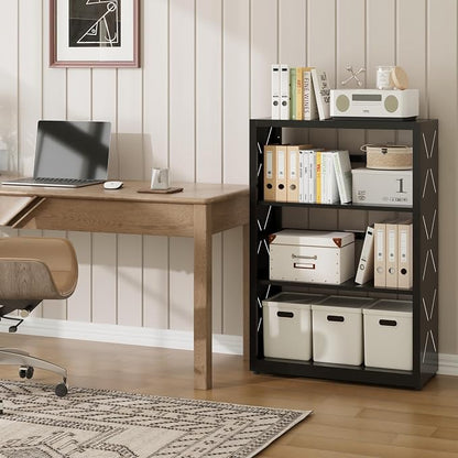 Industrial Bookshelf, 3 Tier Bookcase, Home Office Bookcase Shelf Storage - Image 4