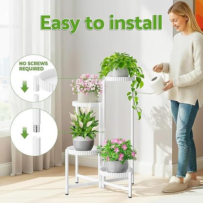 Metal Corner Plant Stand Indoor Outdoor, 4 Tier Tall Flower Pot Holder Potted - Image 6