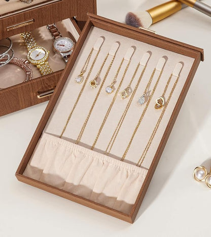Homde Jewelry Organizer with Transparent Window Necklace Hooks Gift - Image 9