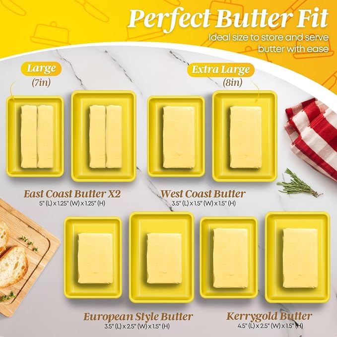 Flexzion Ceramic Yellow European Butter Dish - Image 4