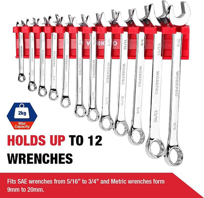 WORKPRO 2-Piece Magnetic Wrench Organizer, 24 Slots Wrenches Holder Fits SAE - Image 4
