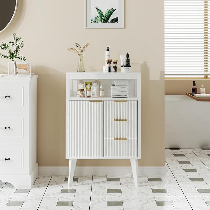 White Bathroom Floor Cabinet - Image 2