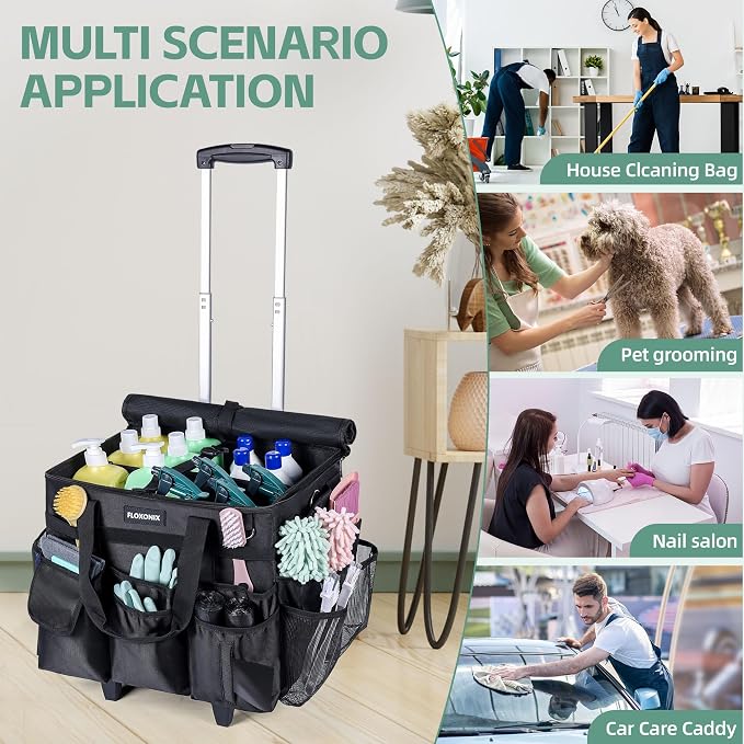 Large Rolling Cleaning Caddy Bag - Image 7
