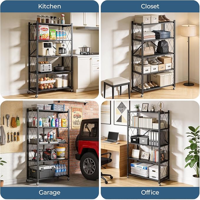 Upgraded 18% Thickened Portable 5-Tier Foldable Storage Shelves - Image 7