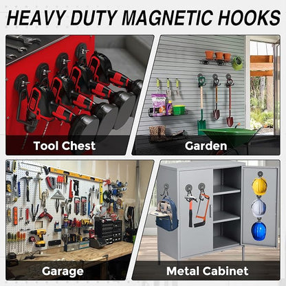 4Pcs Heavy Duty Storage Magnetic Utility Hooks Large Garage Strong Extra Magnet - Image 6