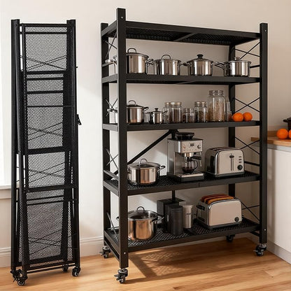 Folding Storage Shelves, Heavy Duty Garage Shelving Unit, Adjustable Metal - Image 2