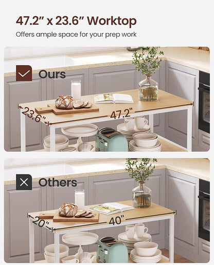 VASAGLE Kitchen Island with 3 Shelves, 47.2 Inches Width Kitchen Shelf with - Image 5