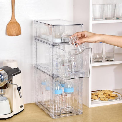 Vtopmart 3 Pack Clear Stackable Storage Drawers, Plastic Drawers - Image 6