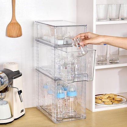 Vtopmart 6 Pack Clear Stackable Storage Drawers, Plastic Drawers - Image 6