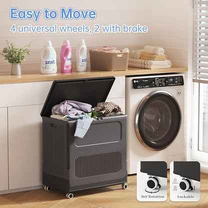 HAIXIN Large Storage Bin with Lid - 130QT Flip-top Storage Box with Wheels 32.5 - Image 5