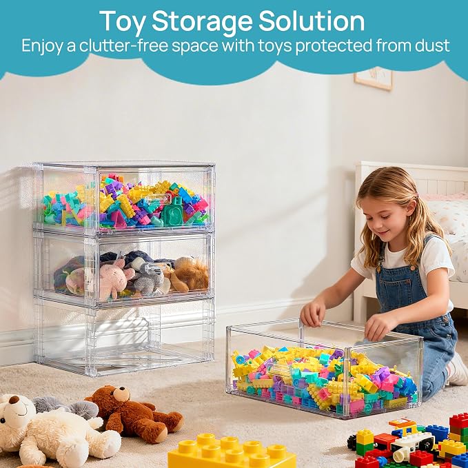 Vtopmart 4 Pack Large Clear Stackable Storage Drawers 23QT, Easily Assemble - Image 2