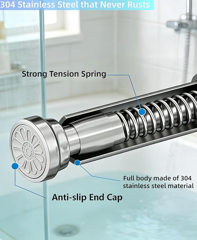 Adjustable clothesline pole, shower curtain pole, extendable metal wardrobe - Image 4