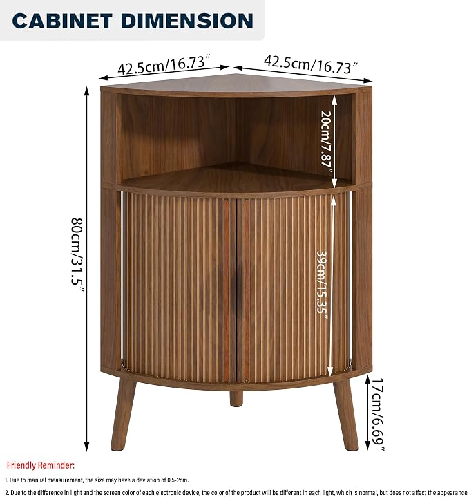 Bathroom Corner Storage Cabinet, 31.5''H Small Floor Corner Cabinet - Image 2