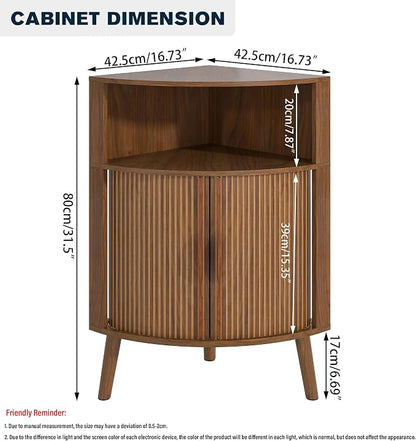 Bathroom Corner Storage Cabinet, 31.5''H Small Floor Corner Cabinet - Image 2