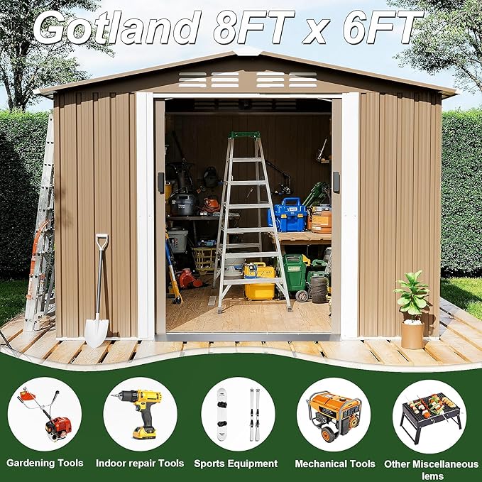 Gotland 8FT x 6FT Sheds & Outdoor Storage, Metal Shed - Image 5