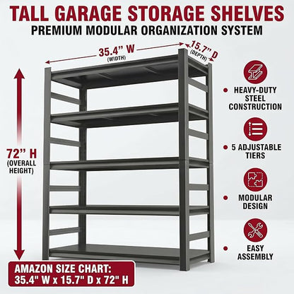 Garage Shelving, 3000 LBS Heavy Duty Metal Storage Shelves - Image 3