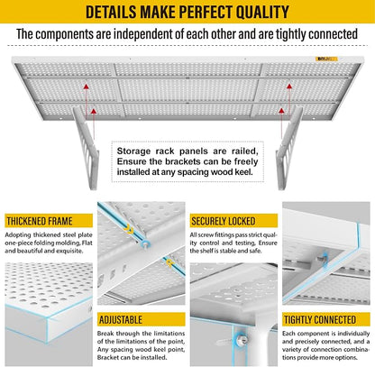 4Pack 1.64x4ft Adjustable Metal Garage Wall Shelving Heavy Duty Garage Storage - Image 5