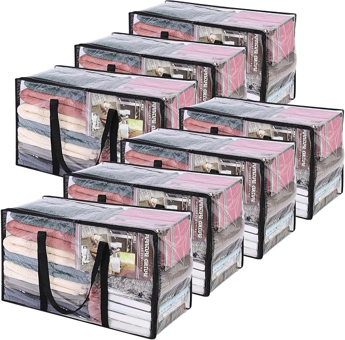 Vieshful 7 Pack Clear Comforter Storage Bag, 60L Clothes Storage Bag by Vieshful