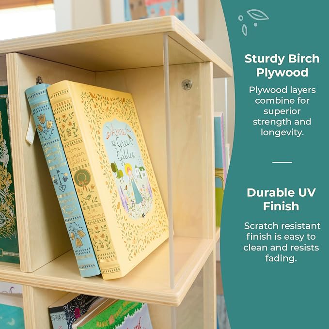 Guidecraft EdQ Kids Rotating Bookshelf: Natural Wood Revolving Bookcase - Image 4