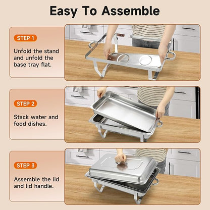 Rengue 9.5 QT Chafing Dishes, 4 Pack High Premium Stainless Steel Complete Set - Image 7