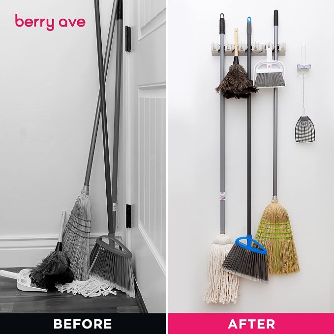 Broom Holder Wall Mount and Garden Tool Organizer, Closet Storage, Kitchen Rack - Image 5