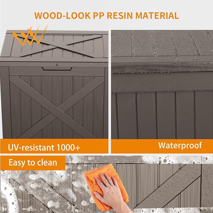 32 Gallon Deck Box, Resin Outdoor Storage Box - Image 6