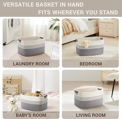 45L Small Laundry Basket with Leather Handles - Image 4