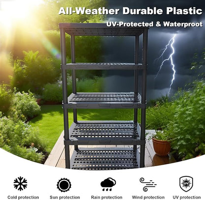Plastic Storage Shelves, 4/5 Shelving Unit, Heavy Duty Storage Rack, Plastic - Image 7